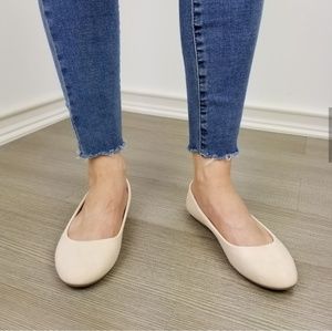 Round Toe Nude Faux Nubuck Slip On